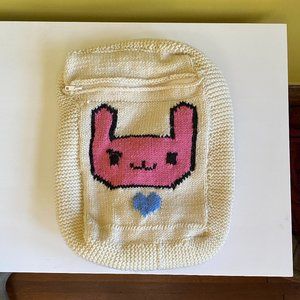 Handknit Vegan Bunny Backpack with cotton lining